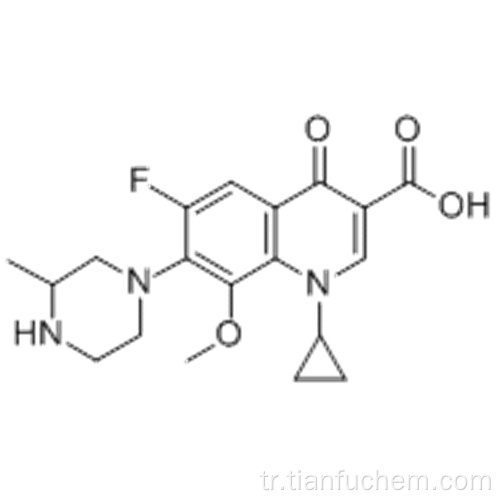 1-Siklopropil-6-floro-1,4-dihidro-8-metoksi-7- (3-metil-1-piperazinil) -4-okso-3-kinolinkarboksilik asit CAS 112811-59-3